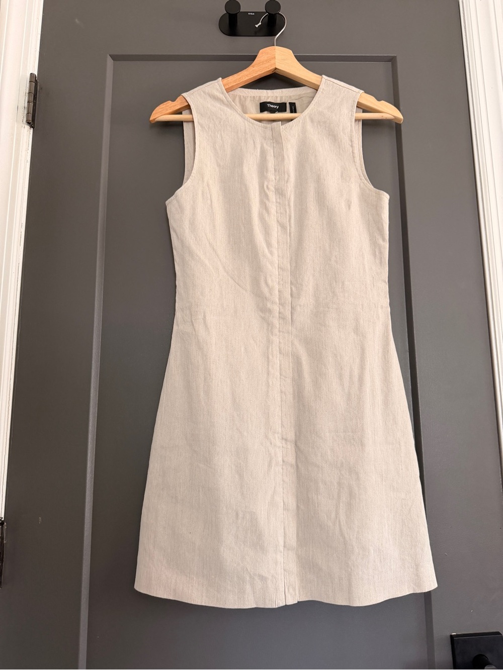 Theory Sleeveless Light Cream Mini Dress